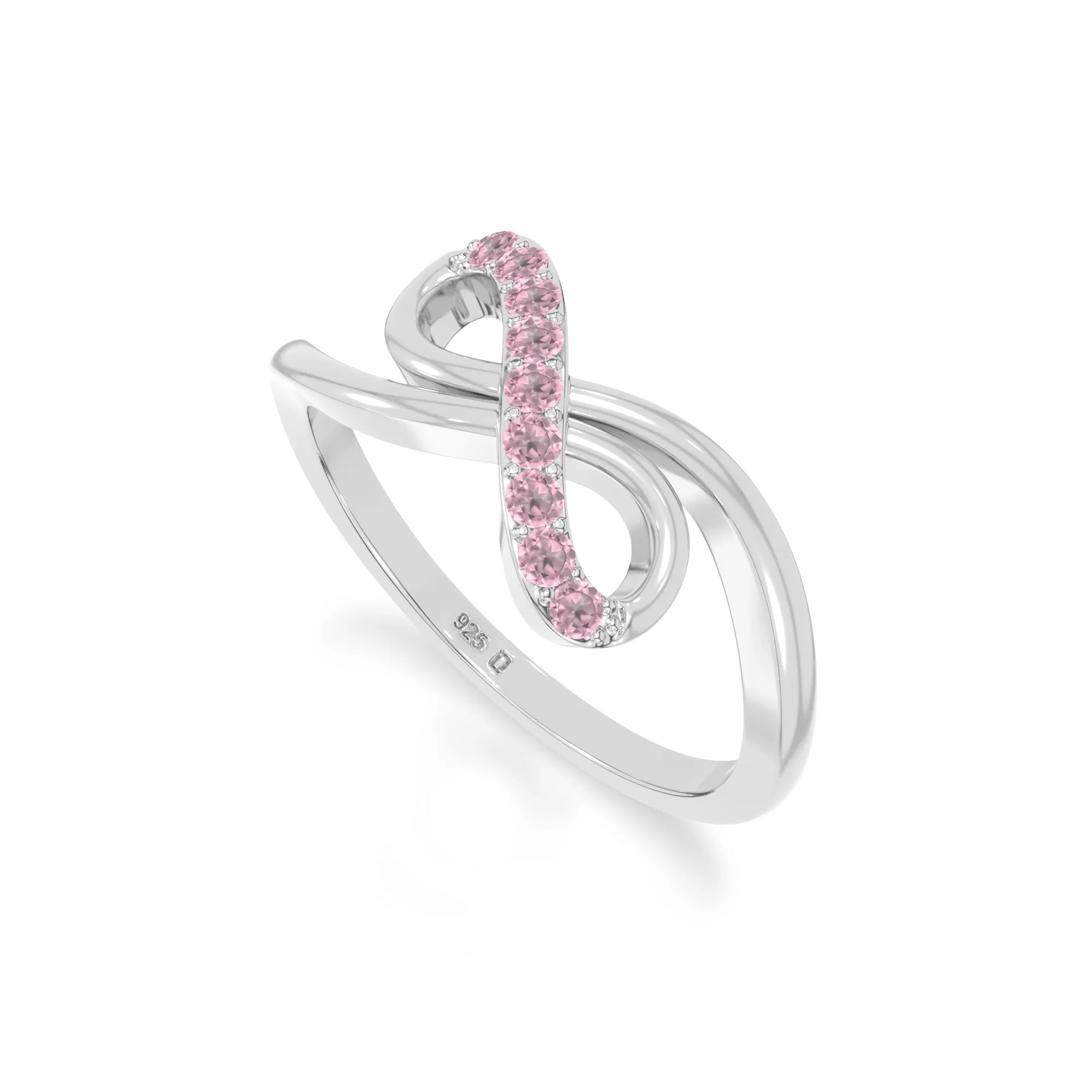 natural pink tourmaline infinity promise rings in sterling silver 