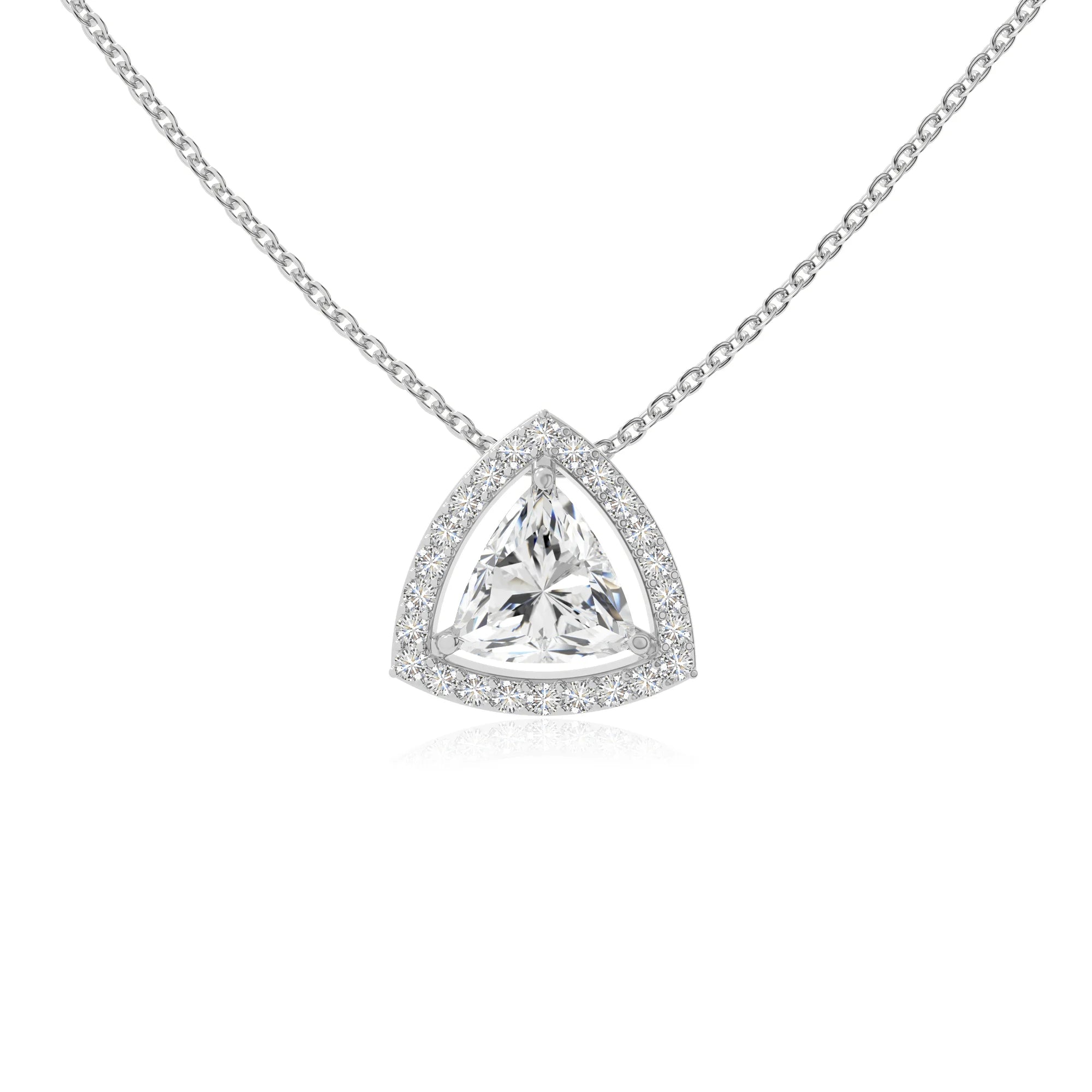 moissanite solitaire halo necklaces in sterling silver 