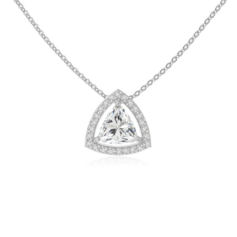 moissanite solitaire halo necklaces in sterling silver 