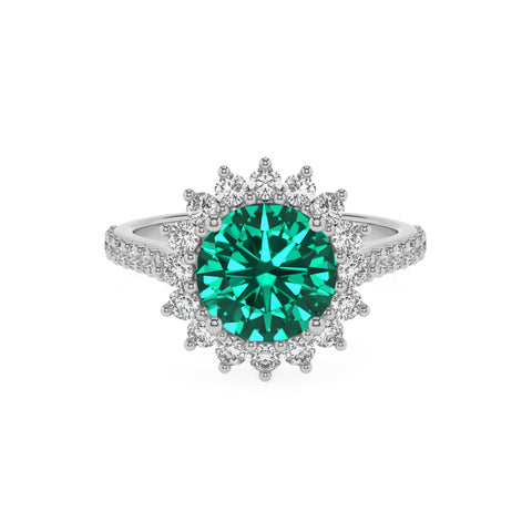 lab-grown emerald round half eterity halo solitaire engagement ring