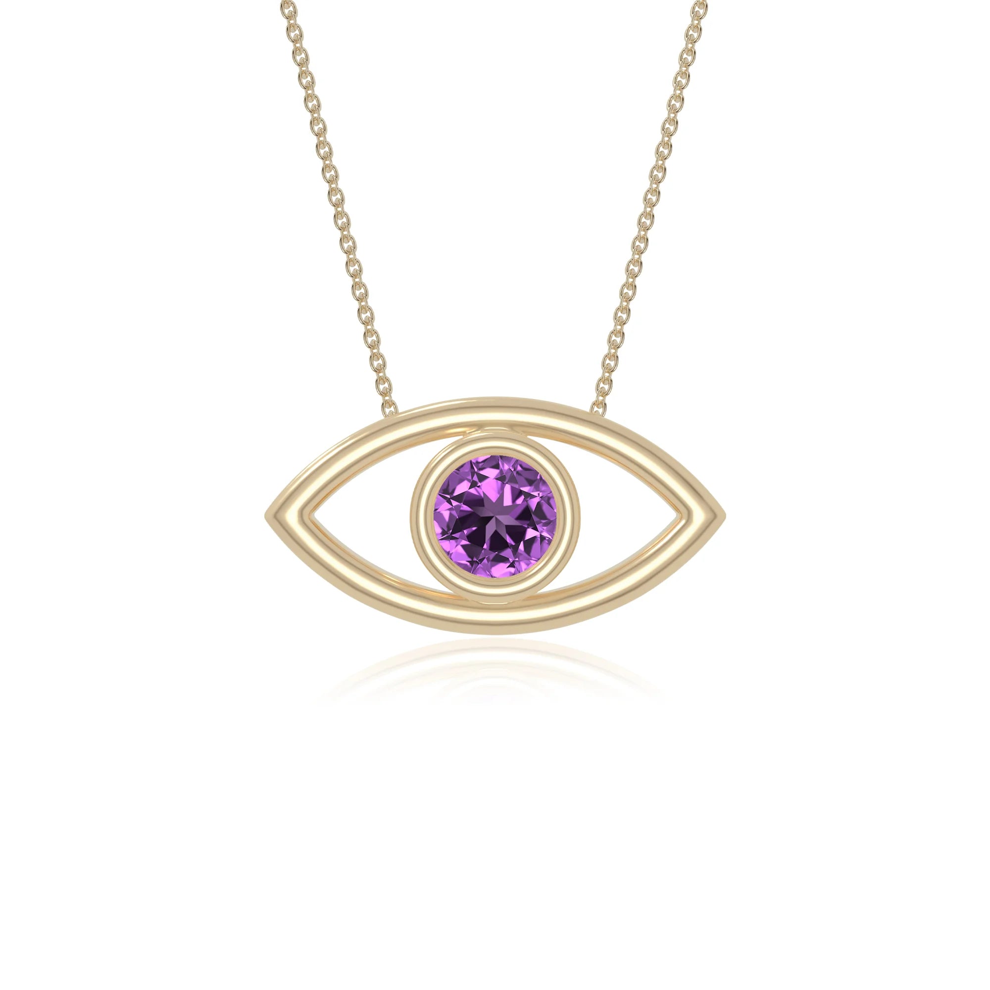 natural amethyst evil eye necklaces in yellow gold vermeil 