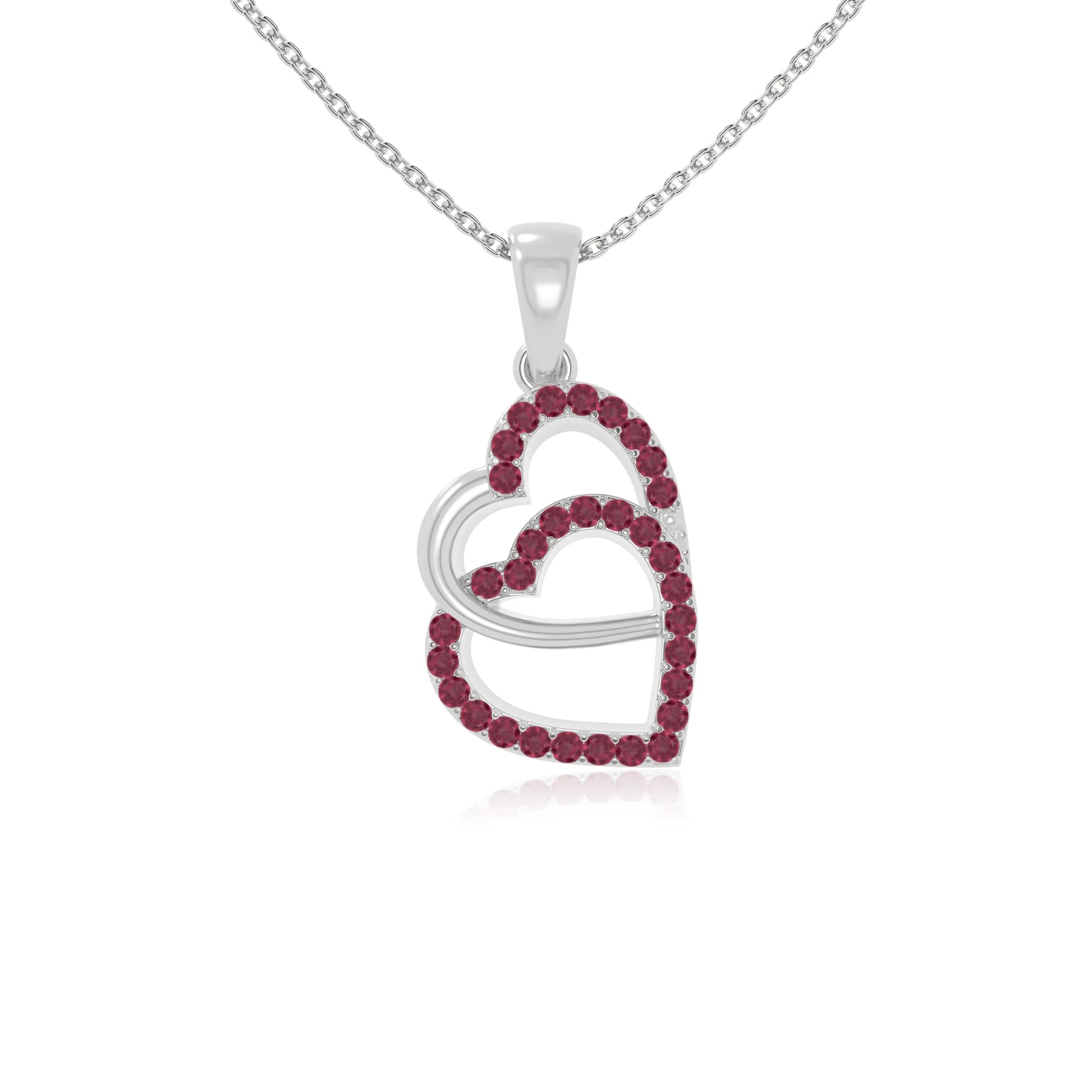 natural ruby heart in heart necklaces in sterling silver 