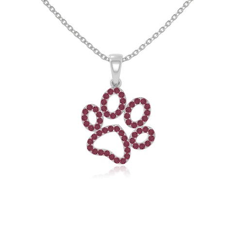 natural ruby dog paw knot necklaces in sterling silver 