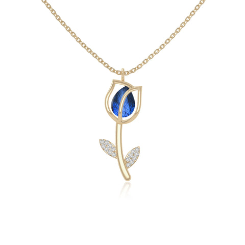 natural labradorite tulip necklaces in yellow gold vermeil 