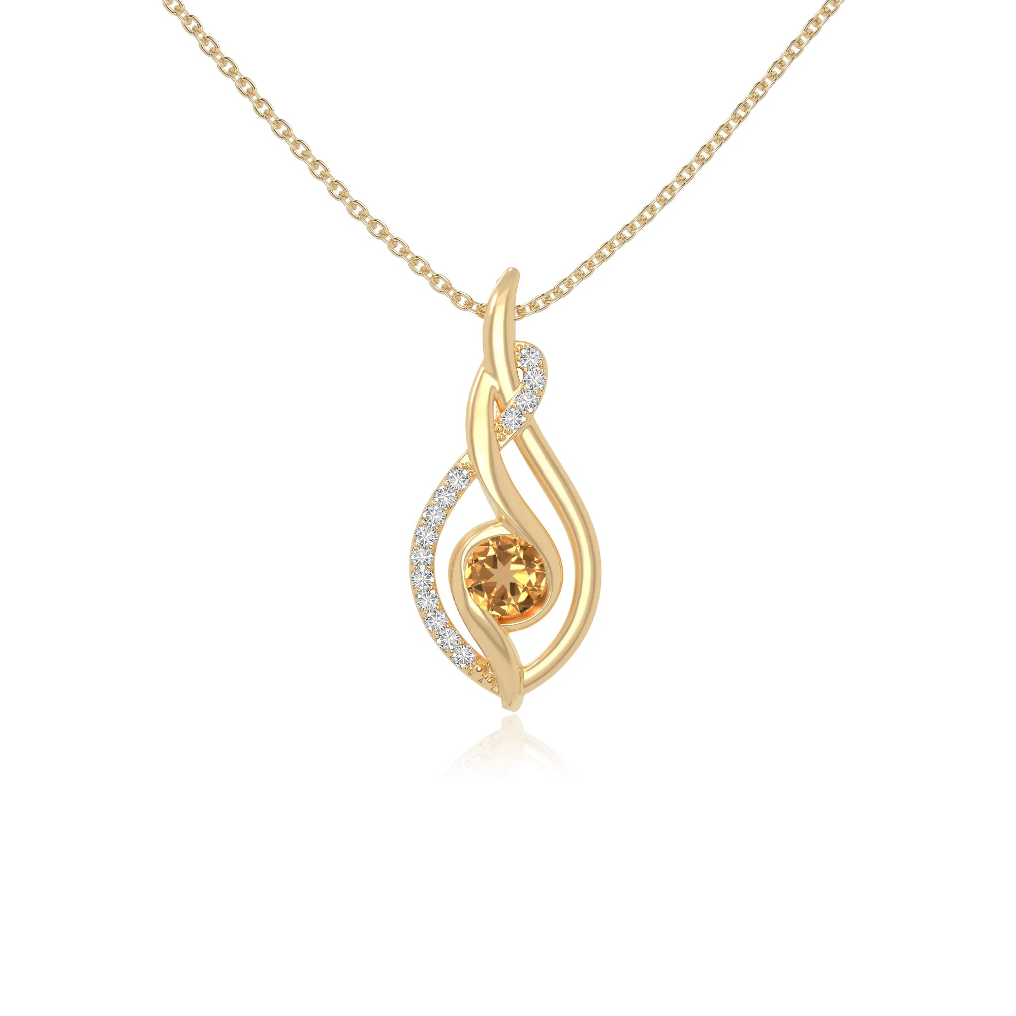 natural citrine twisted infinty knot necklaces in yellow gold vermeil 