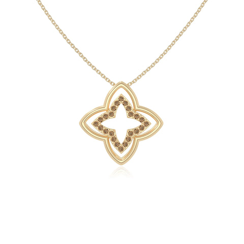 natural citrine 4 petal flower necklaces in yellow gold vermeil 