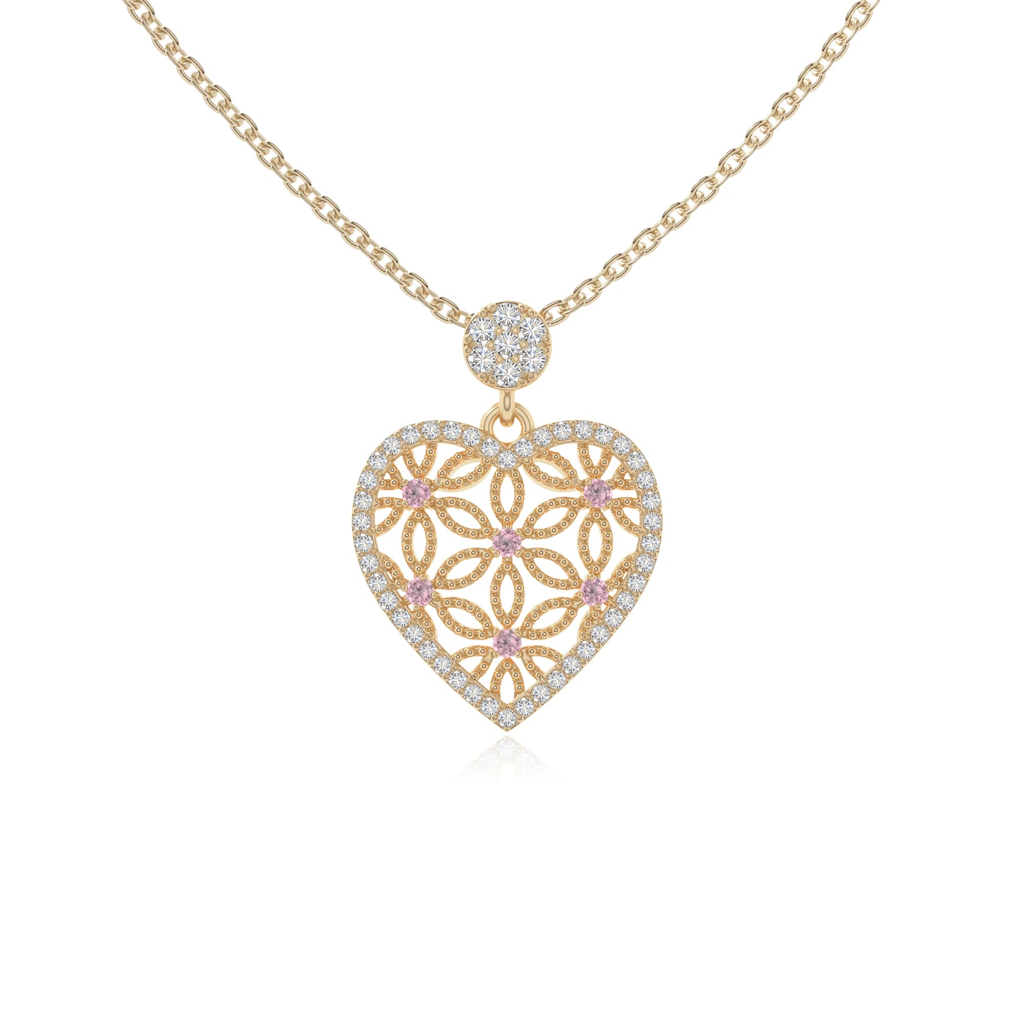 natural pink-tourmaline infinity love knot necklaces in yellow gold vermeil 