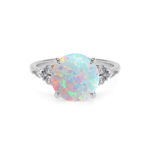 lab grown opal round solitaire engagement ring