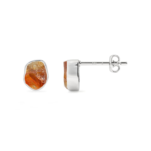 natural citrine rough shape stud earrings