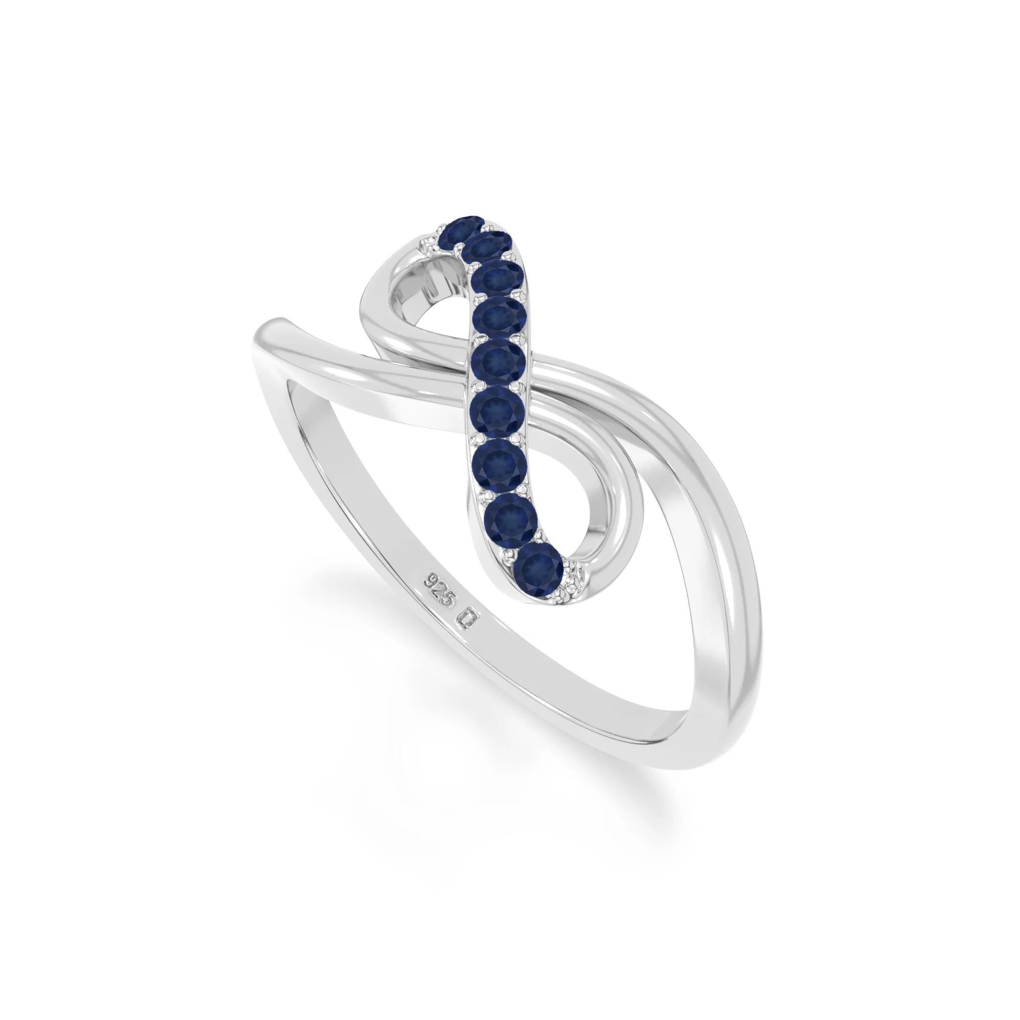 natural blue sapphire infinity promise rings in sterling silver 