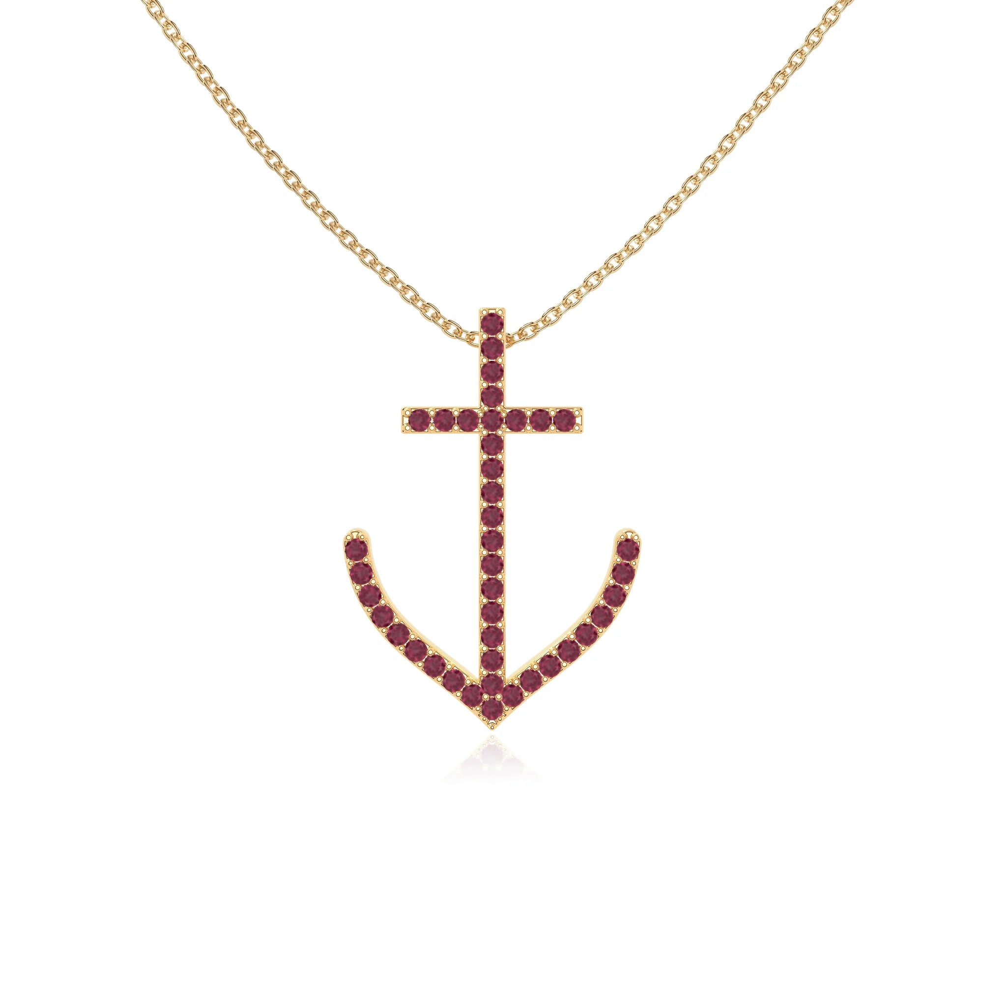 natural ruby anchor necklaces in yellow gold vermeil 