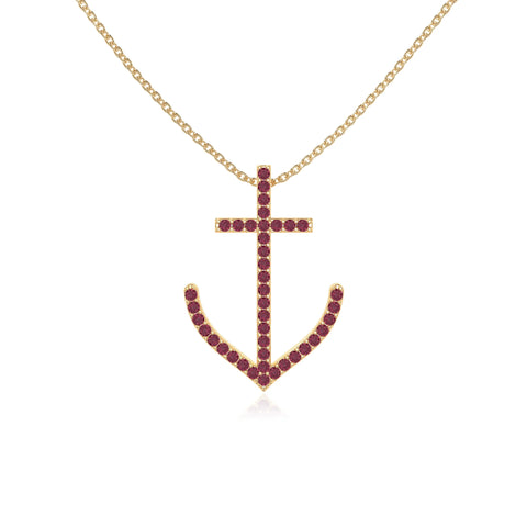 natural ruby anchor necklaces in yellow gold vermeil 