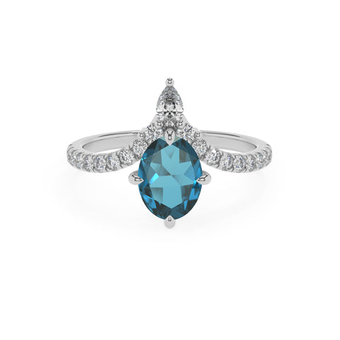 natural london blue topaz oval solitaire engagement ring