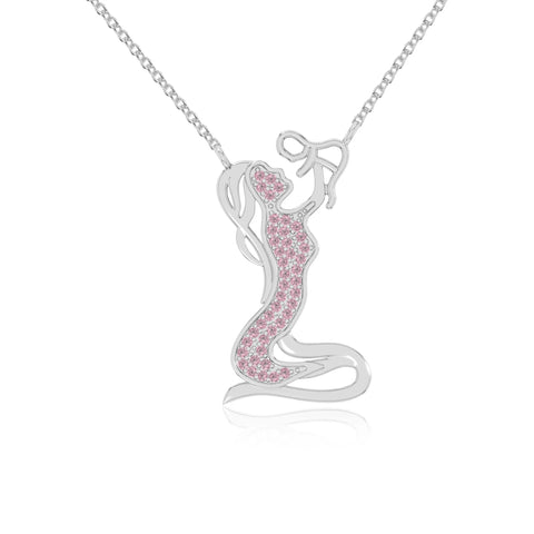 natural pink-tourmaline mother child necklaces in sterling silver 