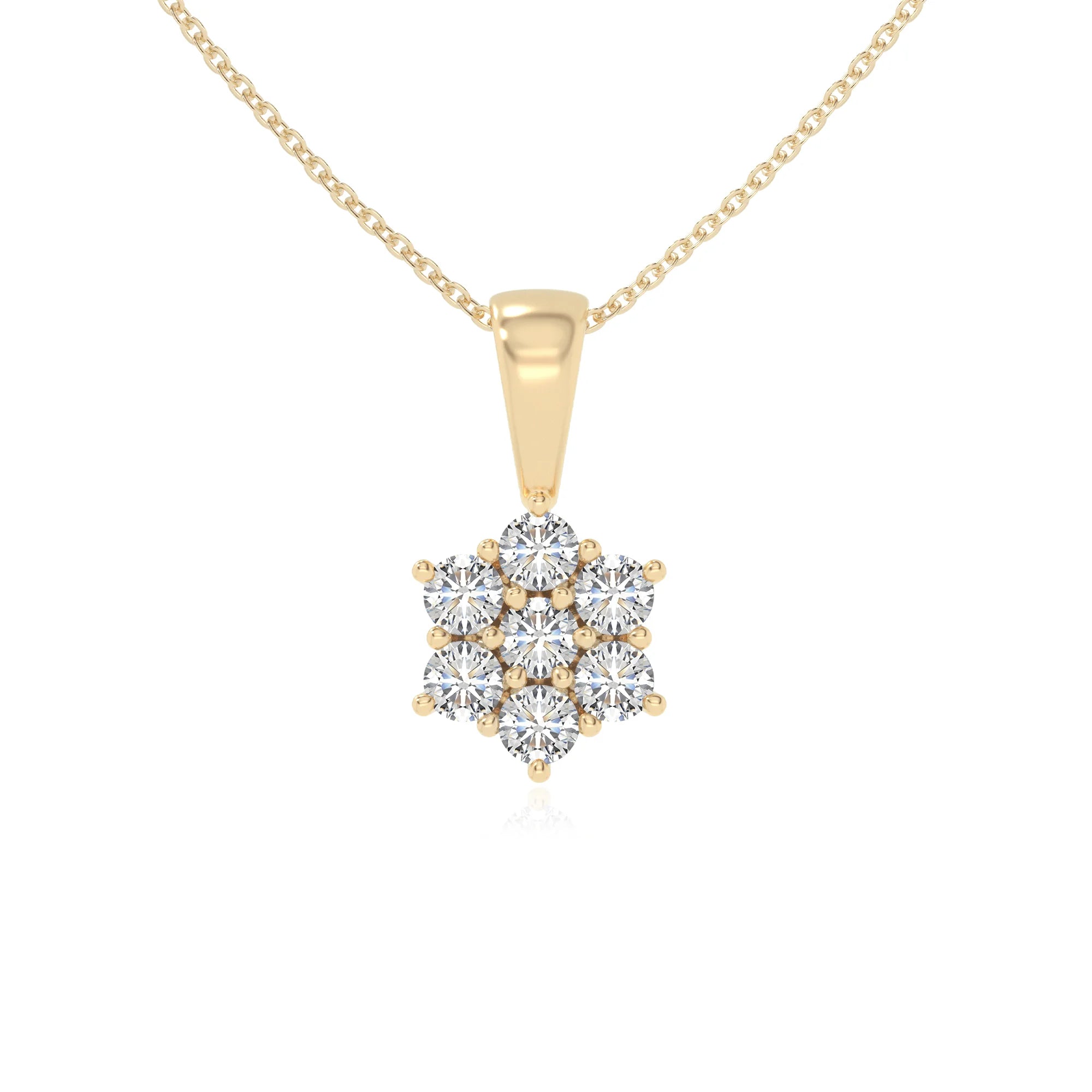 moissanite flower necklaces in yellow gold vermeil 