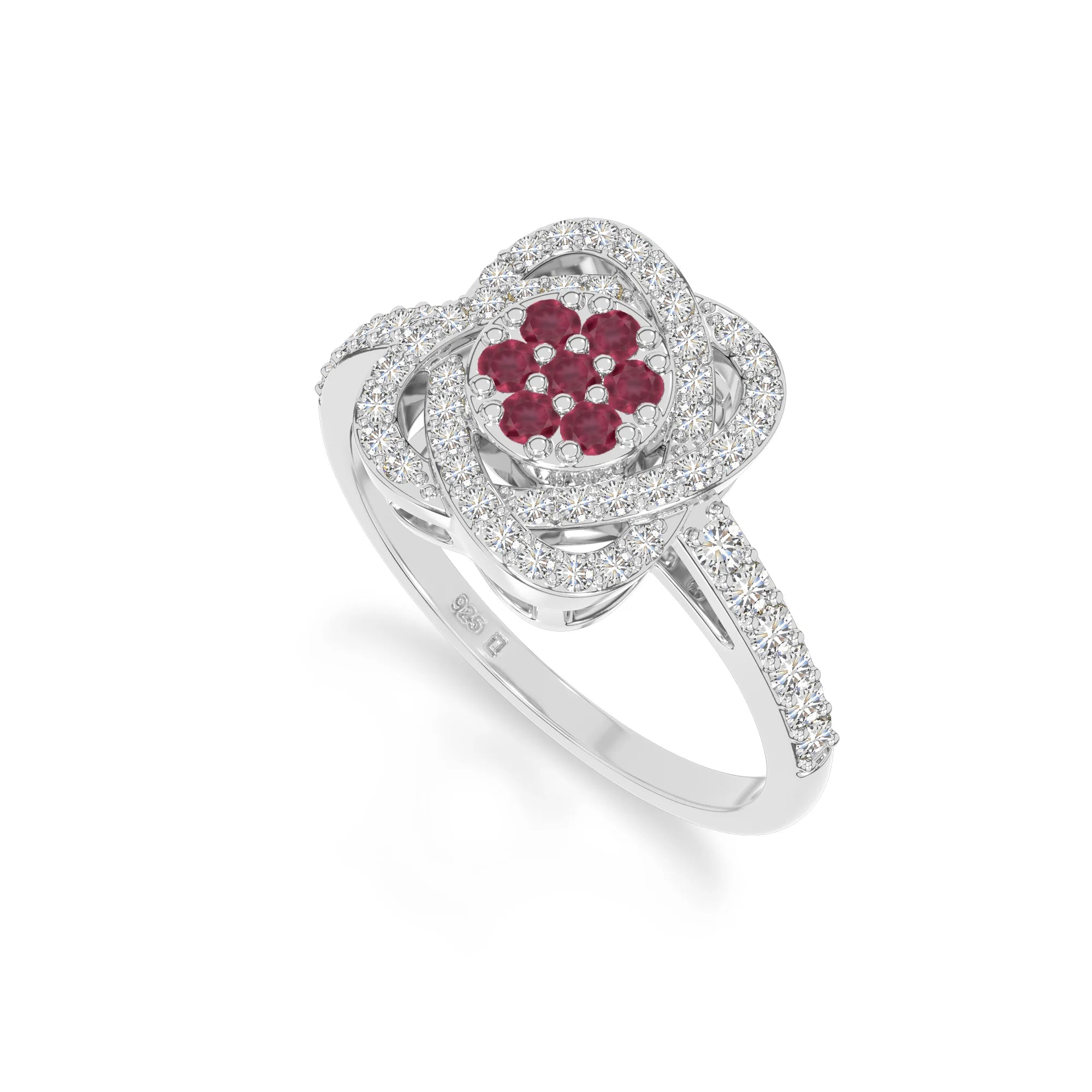 natural ruby infinity promise rings in sterling silver 