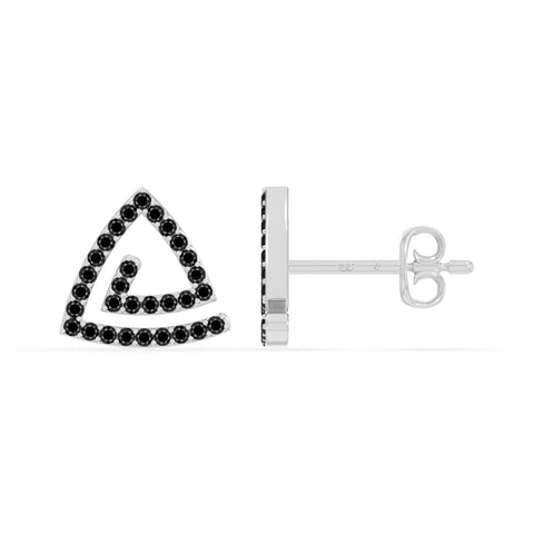 natural black-onyx triangle stud earrings in sterling silver 