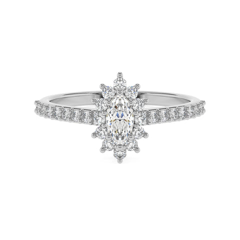 lab-grown moissanite marquise half eterity halo solitaire engagement ring