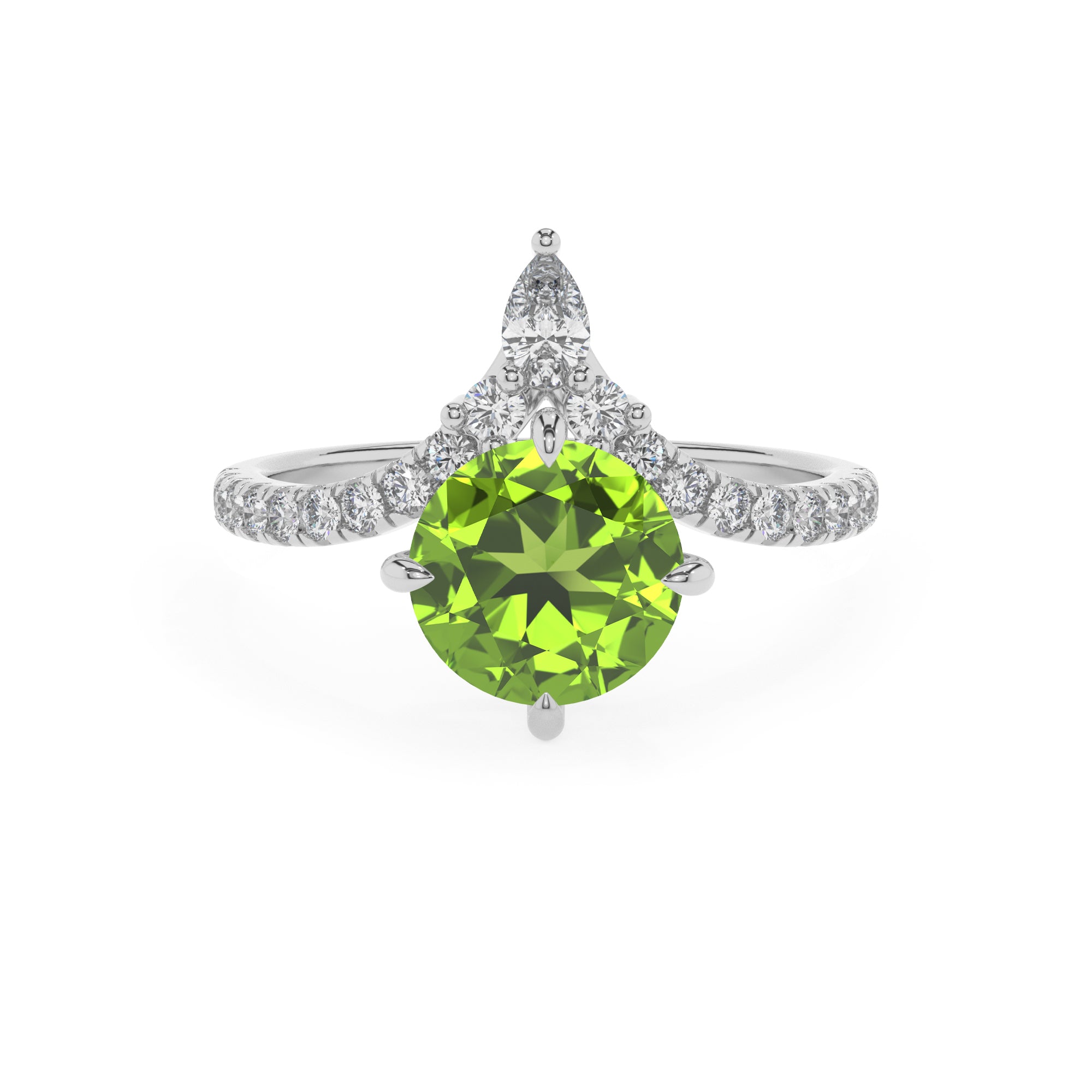 natural peridot round solitaire engagement ring