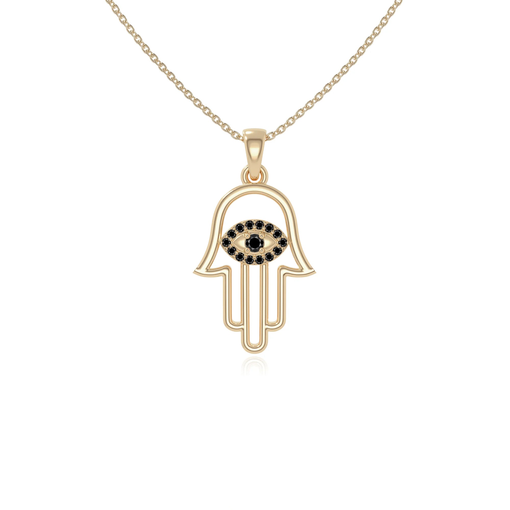 natural black-onyx evil eye hamsa hand necklaces in yellow gold vermeil 