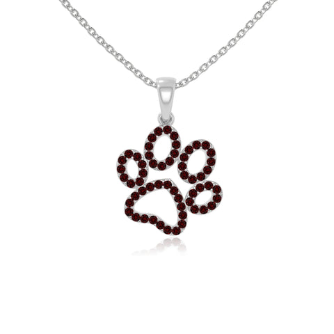 natural garnet dog paw knot necklaces in sterling silver 