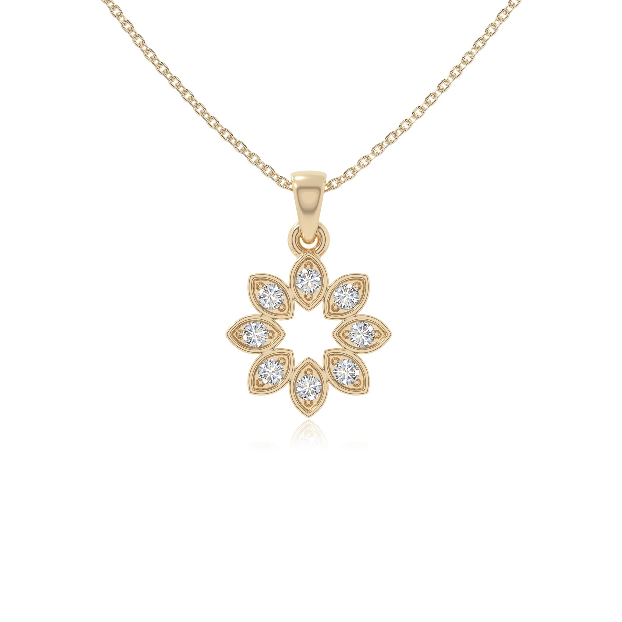 moissanite flower necklaces in yellow gold vermeil 