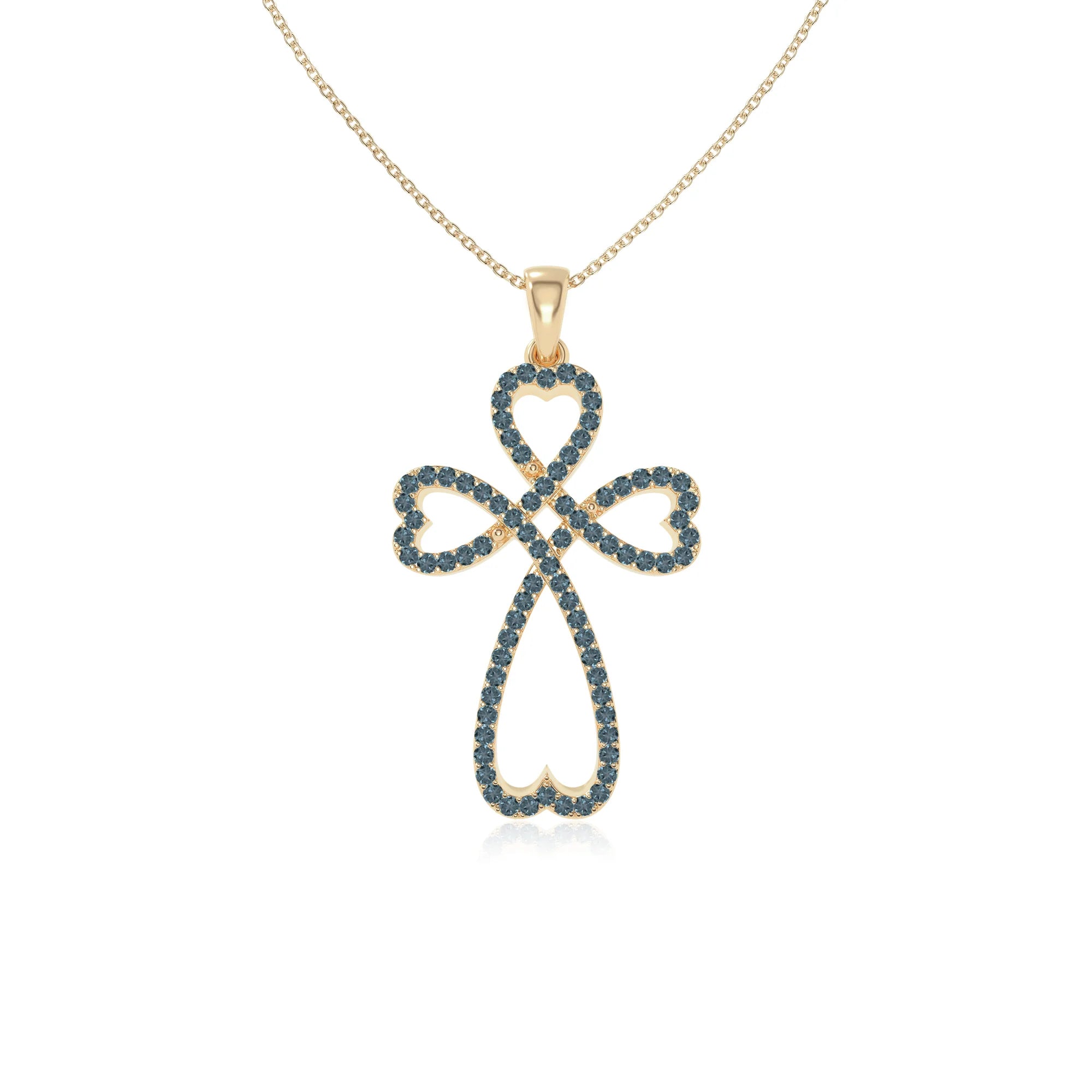natural london-blue-topaz infinity cross necklaces in yellow gold vermeil 