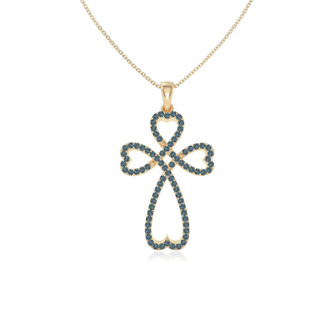 natural london-blue-topaz infinity cross necklaces in yellow gold vermeil 