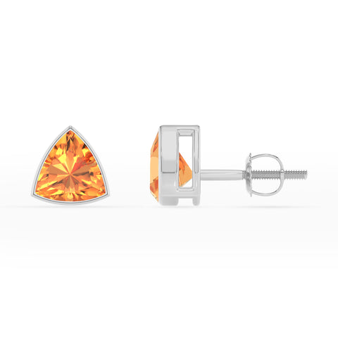 lab grown citrine trillion stud earrings 