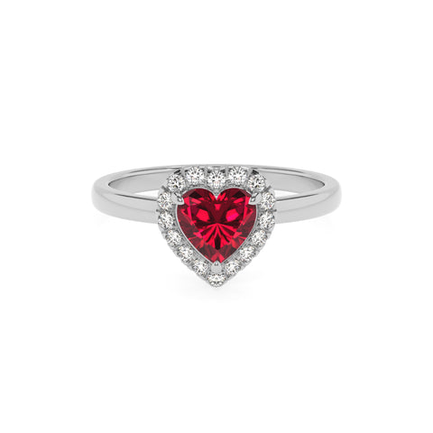 lab-grown ruby heart halo solitaire engagement ring