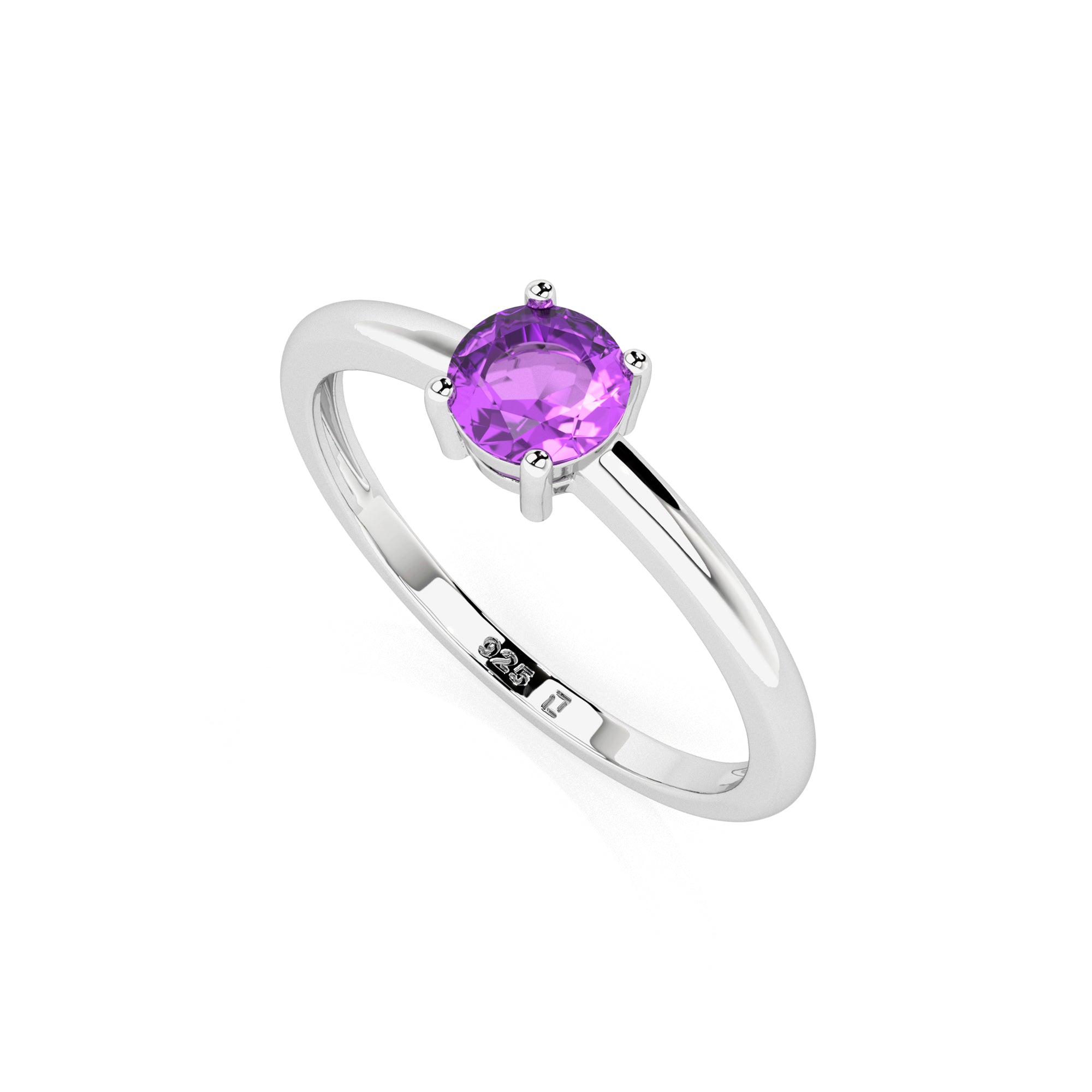 amethyst round cut stackable prong-set ring