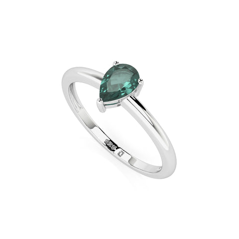 green tourmaline pear cut stackable prong-set ring