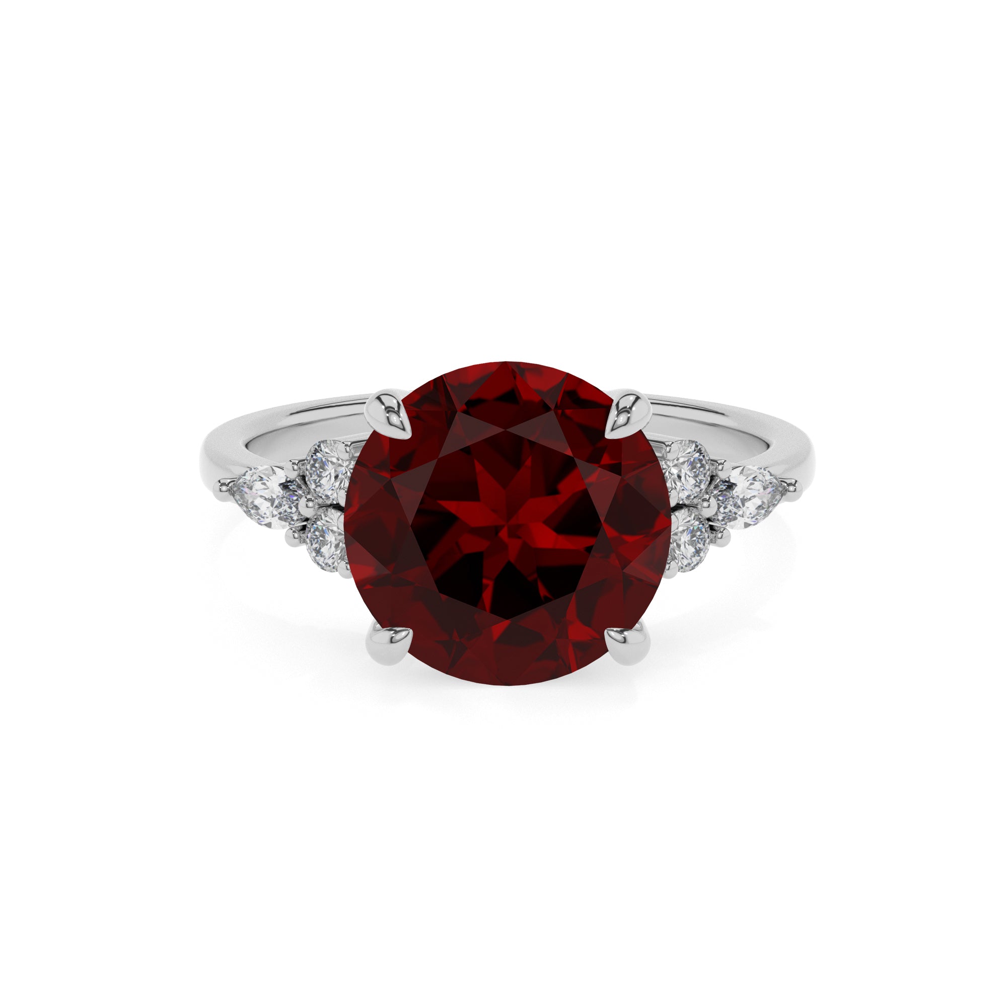 natural garnet round solitaire engagement ring