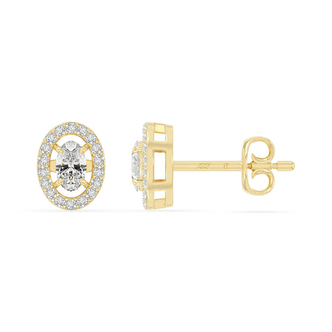 moissanite halo stud earrings in yellow gold vermeil 