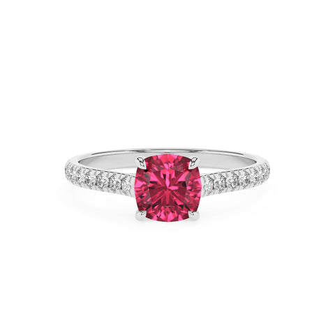 lab-grown pink-tourmaline cushion half eterity solitaire engagement ring