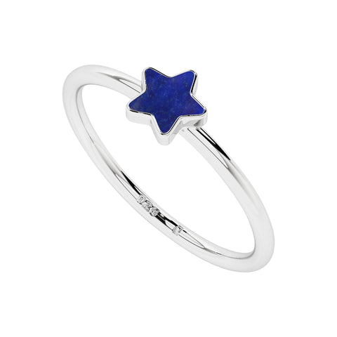 lapis lazuli star shape stackable bezel-set ring