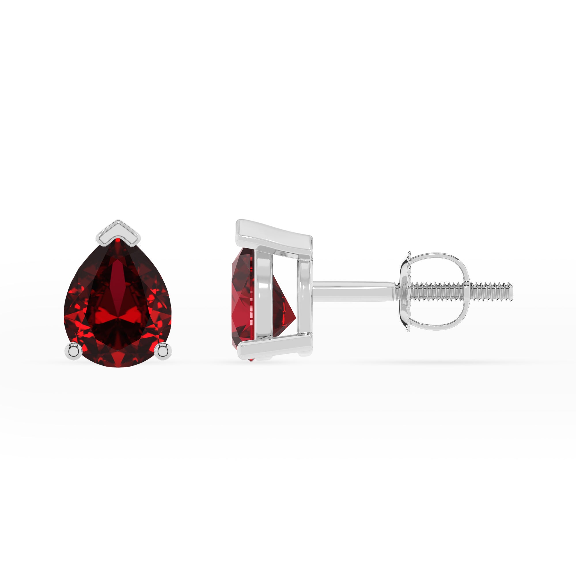 lab grown ruby pear stud earrings 