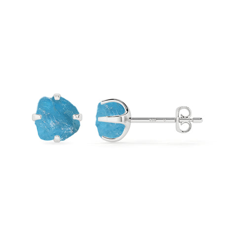 natural neon apatite rough shape stud earrings