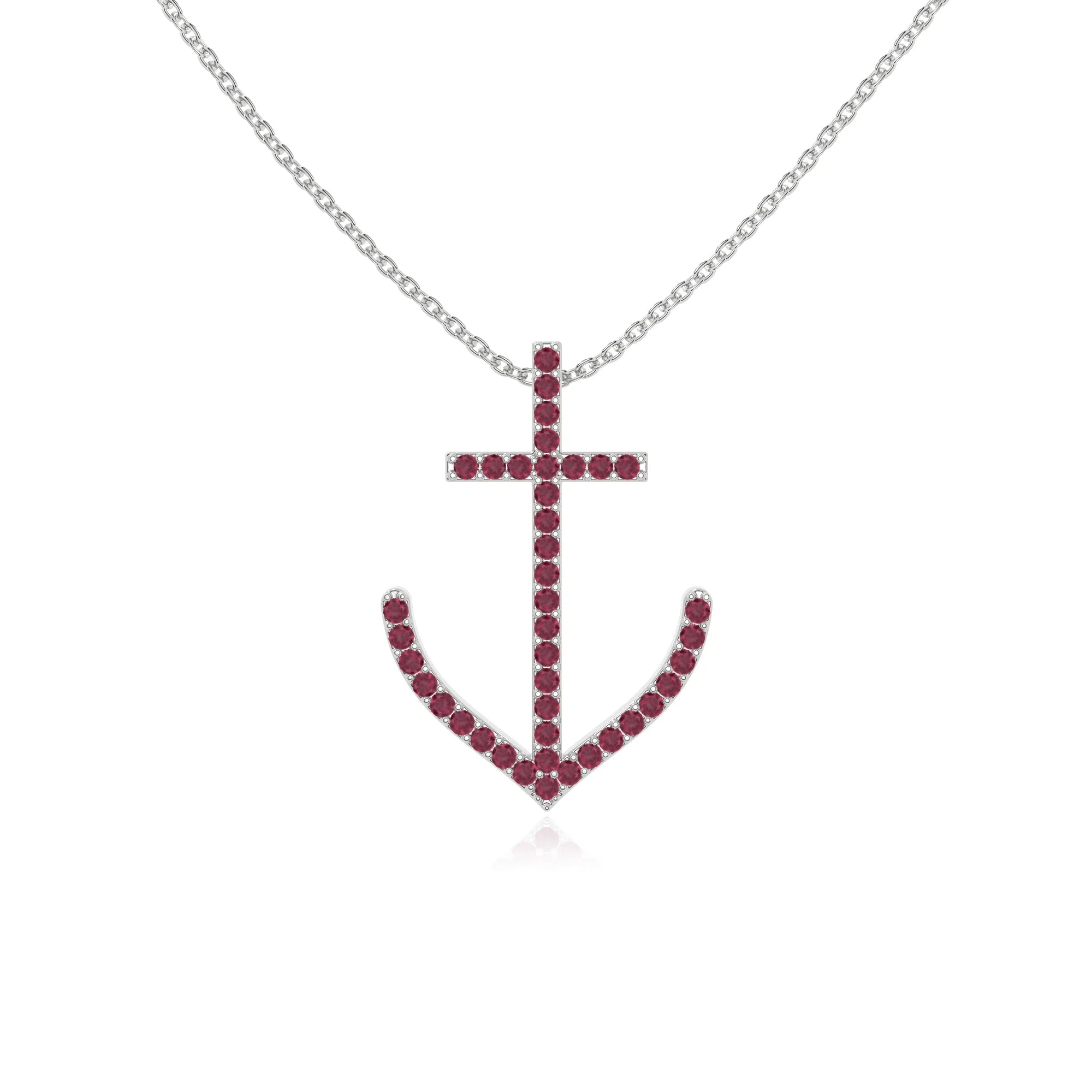 natural ruby anchor necklaces in sterling silver 