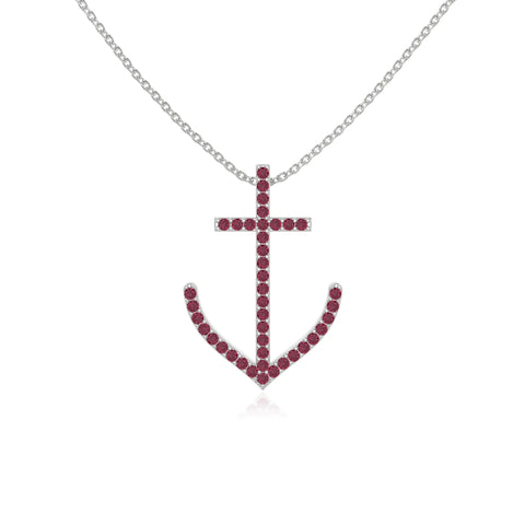 natural ruby anchor necklaces in sterling silver 