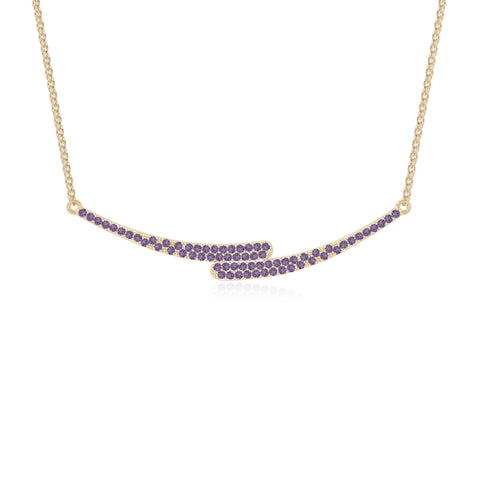 natural amethyst bypass curved bar necklaces in yellow gold vermeil 