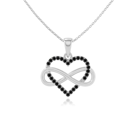 natural black-onyx infinity heart necklaces in sterling silver 