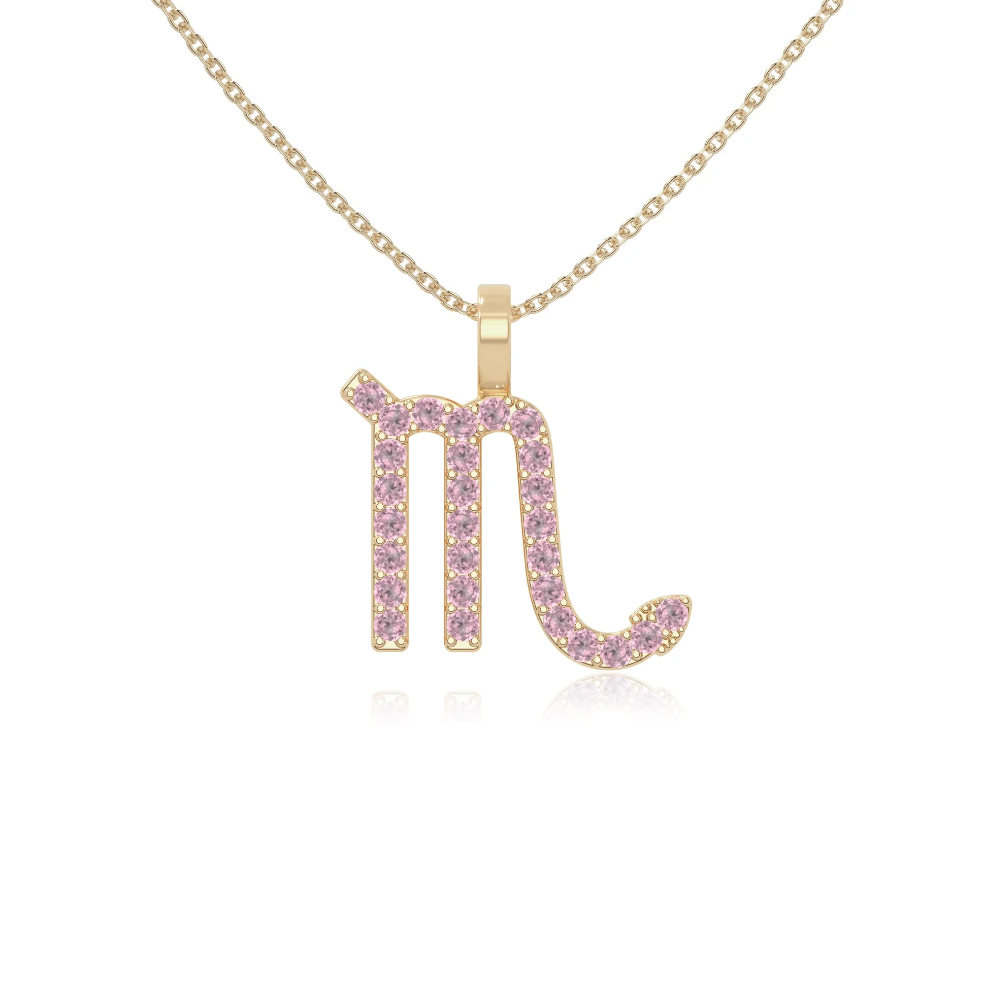 natural pink-tourmaline scorpio zodiac necklaces in yellow gold vermeil 