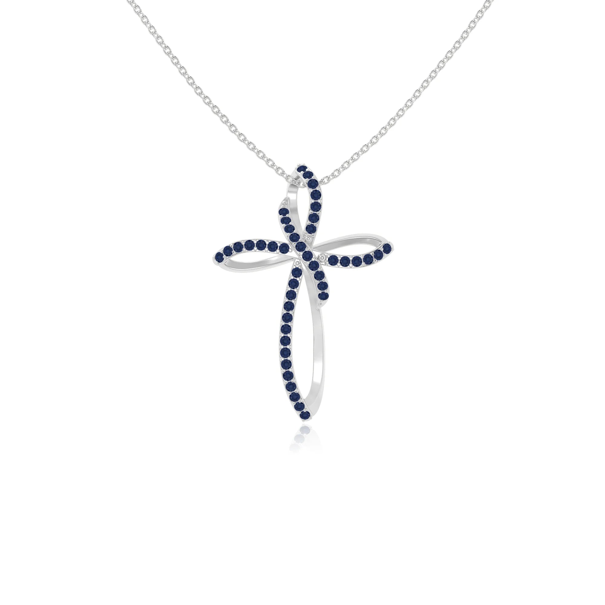 natural blue-sapphire infinity cross necklaces in sterling silver 