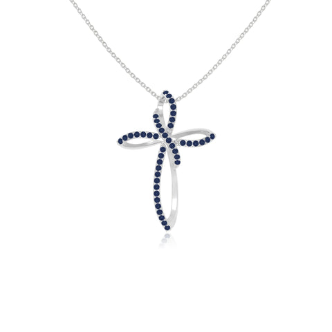 natural blue-sapphire infinity cross necklaces in sterling silver 