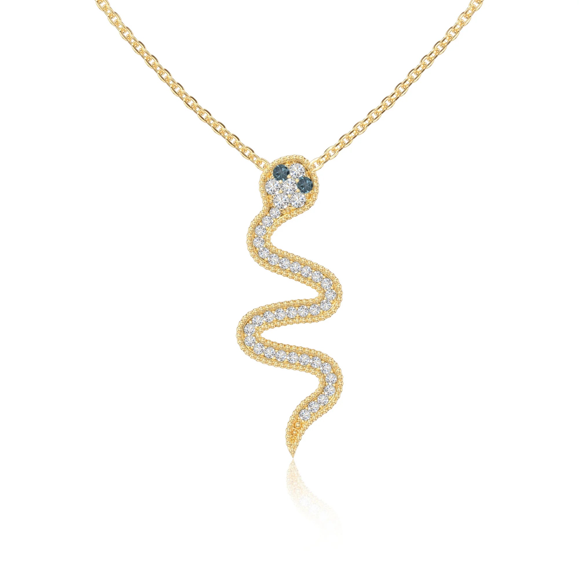 natural london-blue-topaz snake necklaces in yellow gold vermeil 