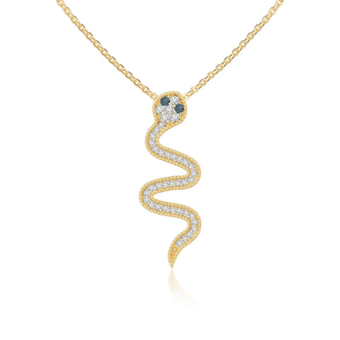 natural london-blue-topaz snake necklaces in yellow gold vermeil 