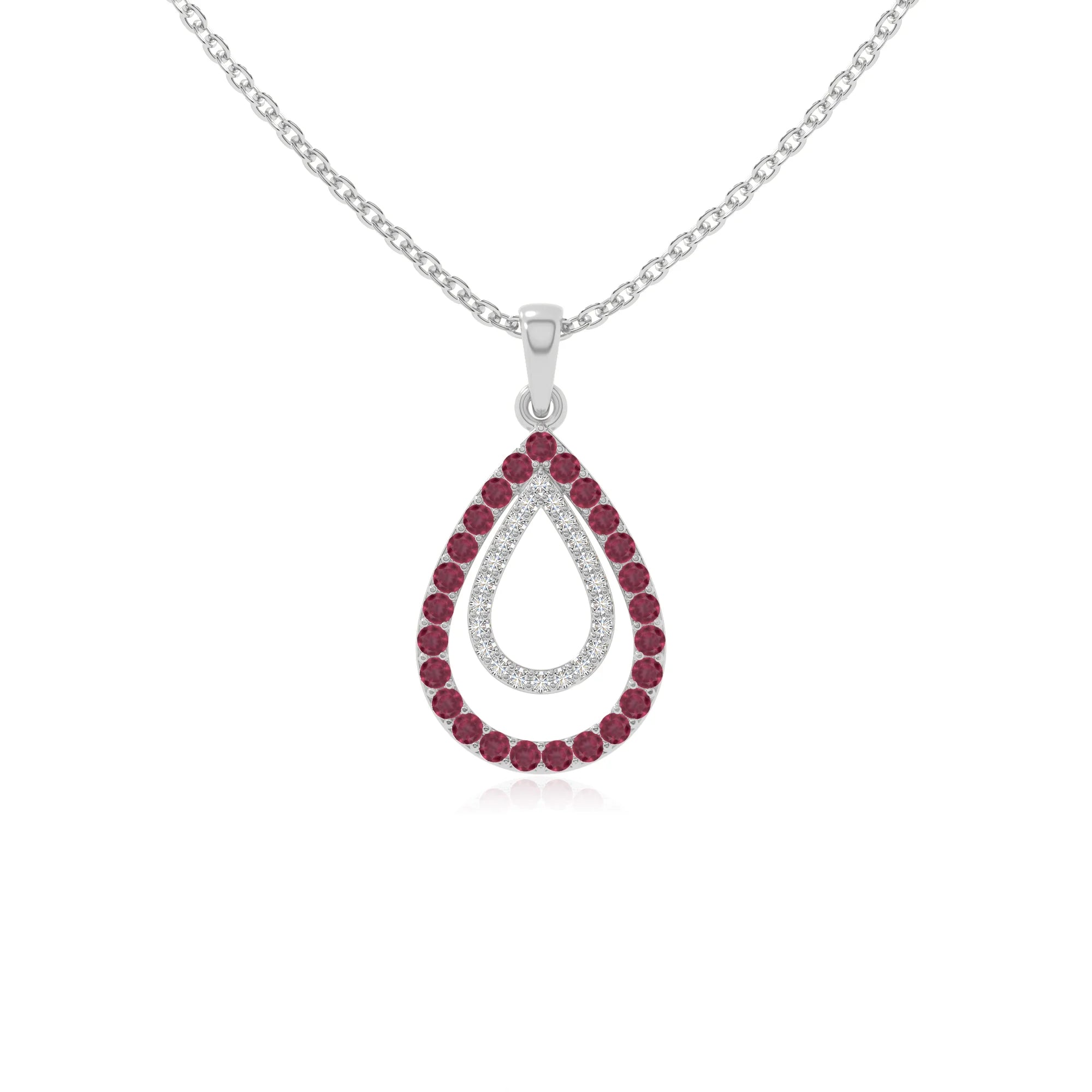 natural ruby teardrop necklaces in sterling silver 