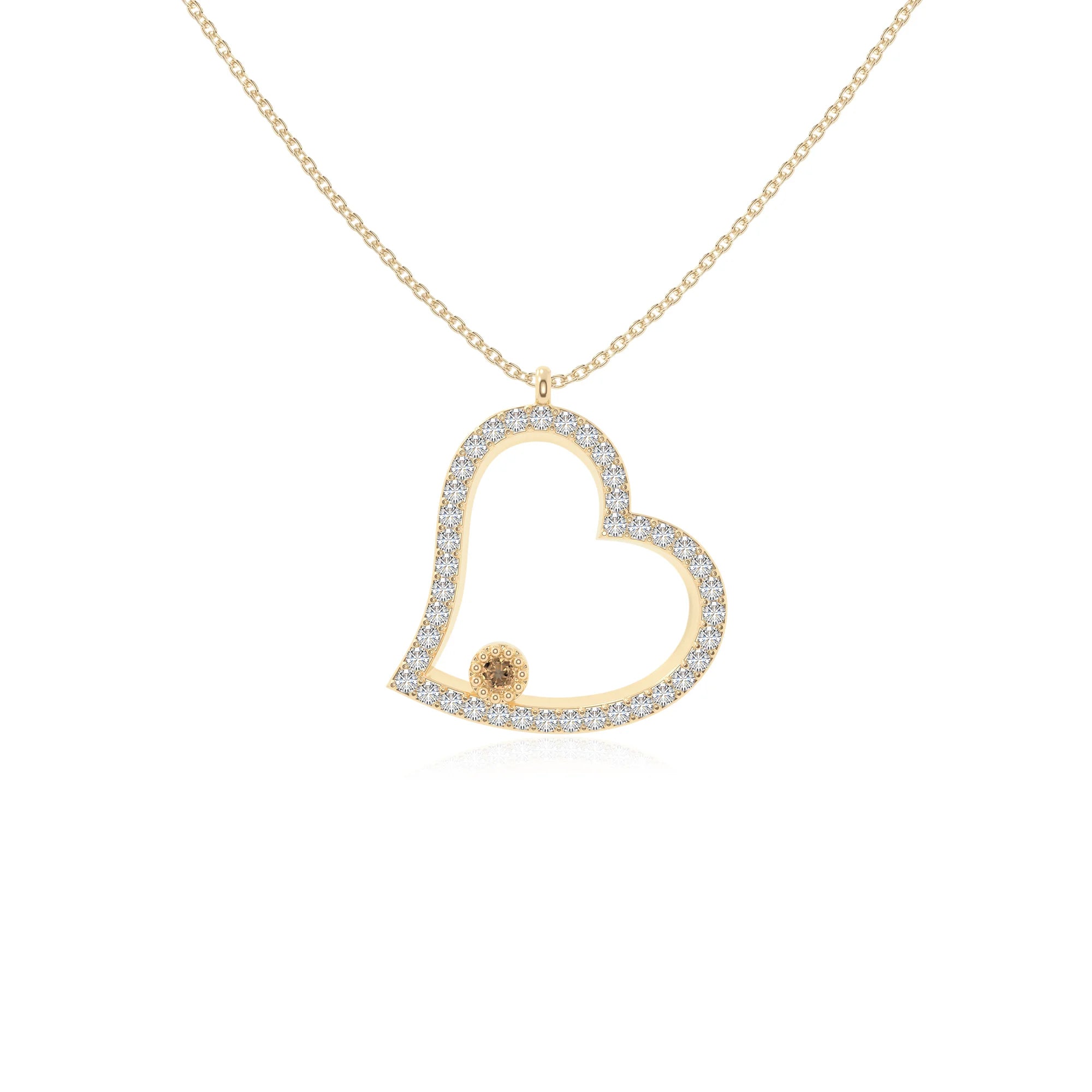 natural citrine heart necklaces in yellow gold vermeil 