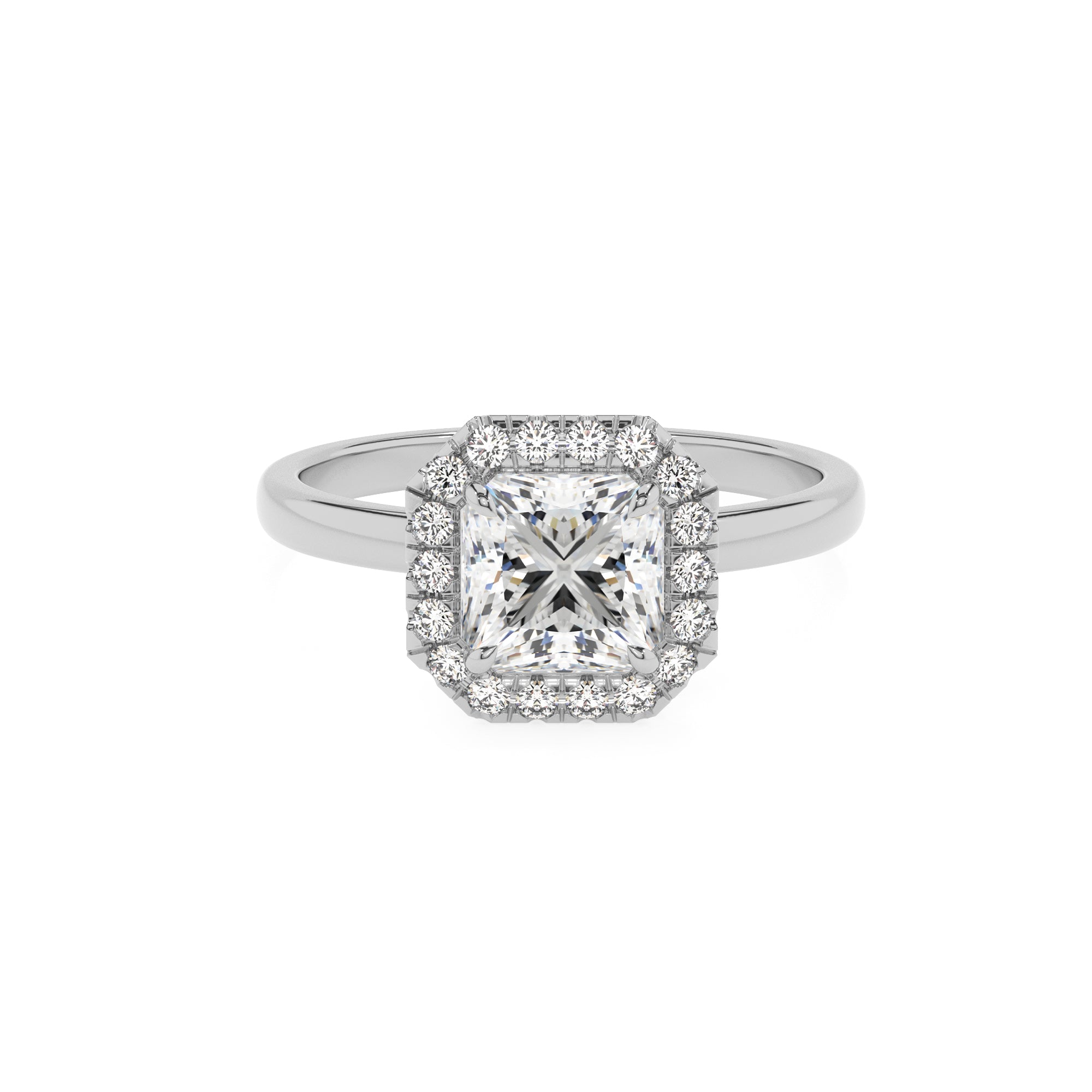 lab-grown moissanite asscher halo solitaire engagement ring